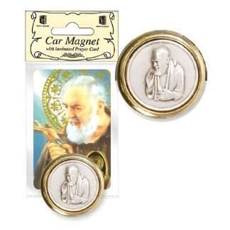 St Pio Car Plaque and Leaflet