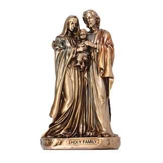 3.5-inch hand-painted resin statue of the Holy Family with antique two-tone bronze finish in Veronese style