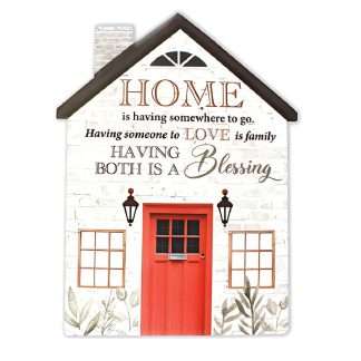 Porcelain plaque with “Home is having somewhere to go…” quote. Includes stand and hanger. Measures 6 x 8 inches.