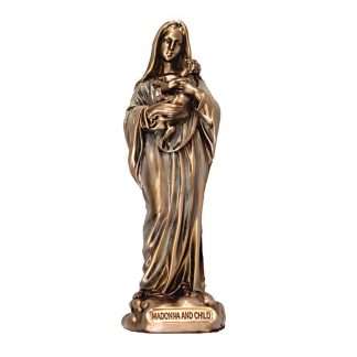 3.5-inch resin statue of Madonna and Child with two-tone antique bronze finish in Veronese style