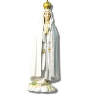 Our Lady of Fatima Veronese Resin Statue, 10½ inches high, hand-painted resin with gold highlights, gift boxed