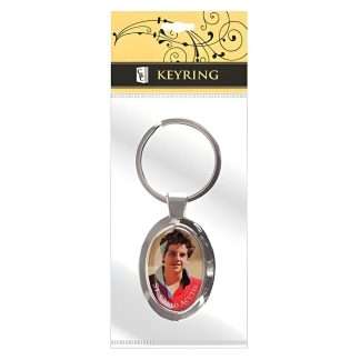 Saint Carlo Acutis metal keyring with resin picture