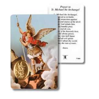 Saint Michael the Archangel Prayer Card, laminated, prayer on reverse for protection, guidance, and spiritual strength