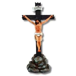 5-inch Florentine resin standing crucifix with resin corpus