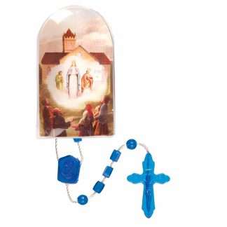 Knock plastic corded rosary with 3 × 5 mm prayer beads inspired by Our Lady of Knock.