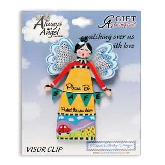 New Driver Angel car visor clip with Please Be Safe and Protect This New Driver message