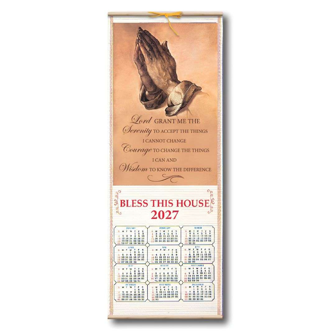2027 Serenity Prayer wooden scroll wall calendar