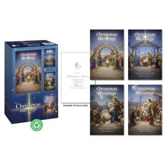 Christmas Blessings traditional Nativity Christmas cards box of 18 with four assorted designs